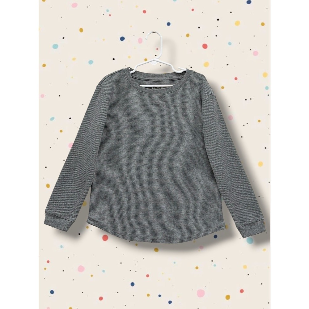 Epic Threads Waffle Knit Thermal Long Sleeve Grey Shirt Size 7